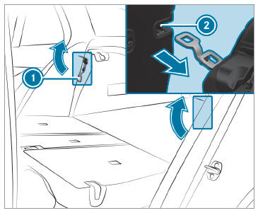 Mercedes-Benz GLC. Adjusting the angle of the rear seat backrests (cargo position)