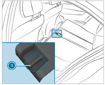 Mercedes-Benz GLC. Locking the release catch of the center rear seat backrest