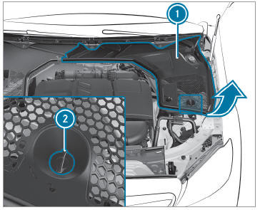 Mercedes-Benz GLC. Opening and closing the fuse box in the engine compartment