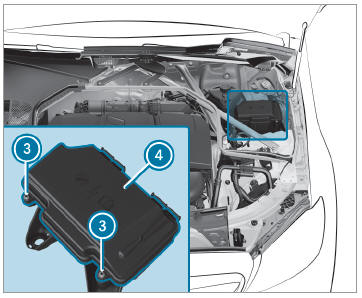 Mercedes-Benz GLC. Opening and closing the fuse box in the engine compartment