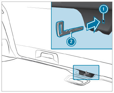 Mercedes-Benz GLC. Unlocking the tailgate with the emergency key